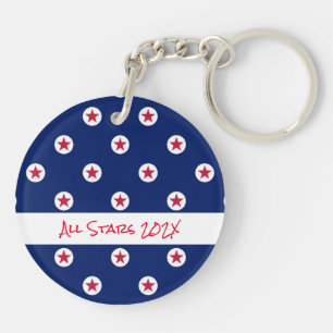 ALL STARS Sports Team YEAR Red White Blue  Key Ring