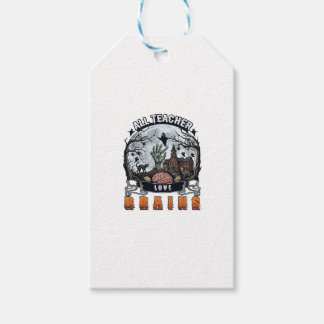 All Teacher Love Brains Halloween Zombie Hand Haun Gift Tags