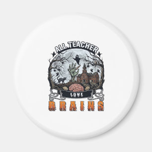 All Teacher Love Brains Halloween Zombie Hand Haun Magnet