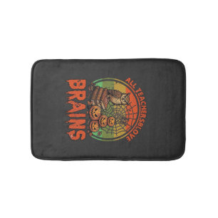 All Teachers Love Brains Halloween Pumpkins Owl Bo Bath Mat