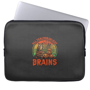 All Teachers Love Brains Halloween Pumpkins Owl Bo Laptop Sleeve