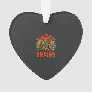 All Teachers Love Brains Halloween Pumpkins Owl Bo Ornament