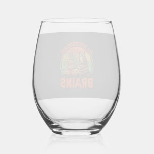All Teachers Love Brains Halloween Pumpkins Owl Bo Stemless Wine Glass