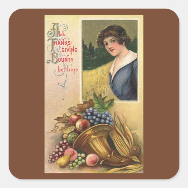 All Thanksgiving Bounty Be Thine Square Sticker (Front)