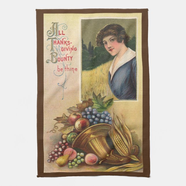 All Thanksgiving Bounty Be Thine Tea Towel (Vertical)