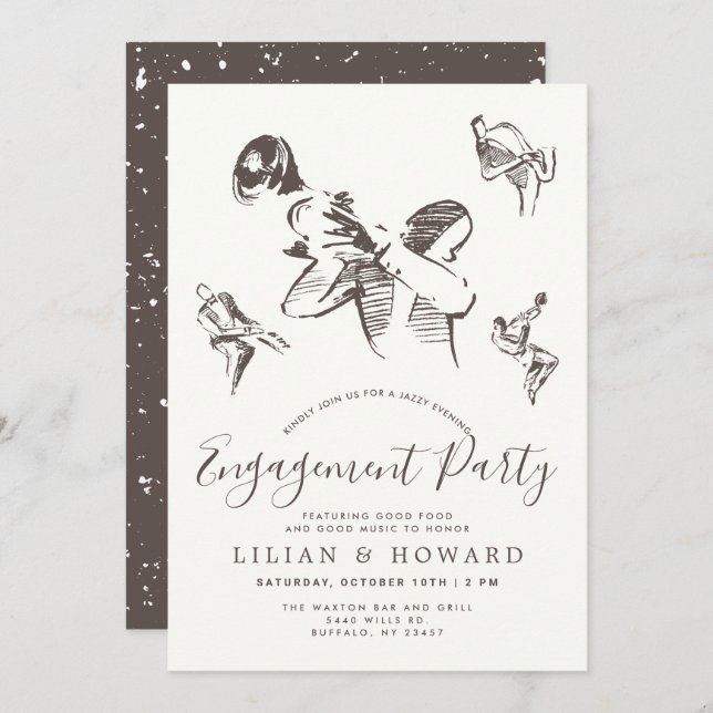 All That Jazz | Jazz Themed Engagement Party Invitation (Front/Back)