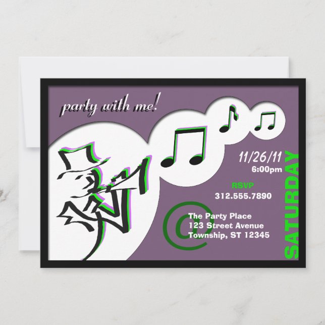 All That Jazz ~ Party With Me! Party Invitations (Front)