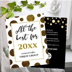All The Best For Modern Gold Black Business Logo Holiday Card