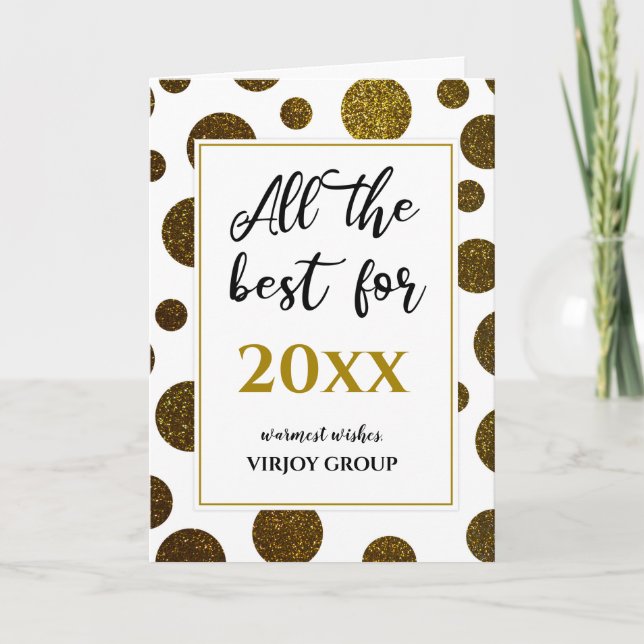 All The Best For New Year Business Modern Gold Holiday Card (Front)