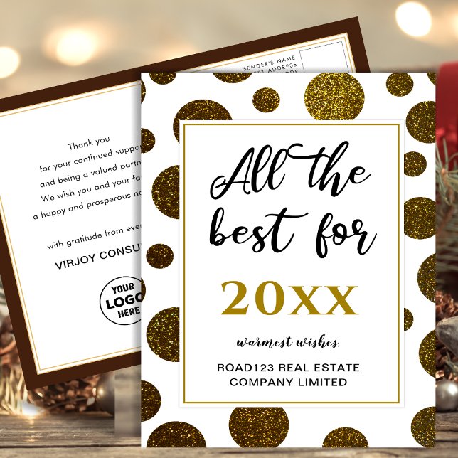 All The Best For New Year Business Modern Gold Postcard (Creator Uploaded)