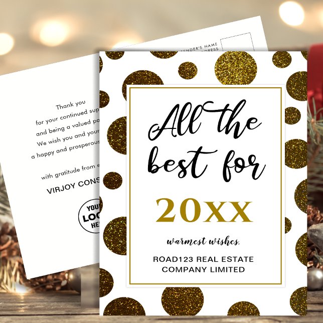 All The Best For the New Year Business Modern Gold Postcard (Creator Uploaded)