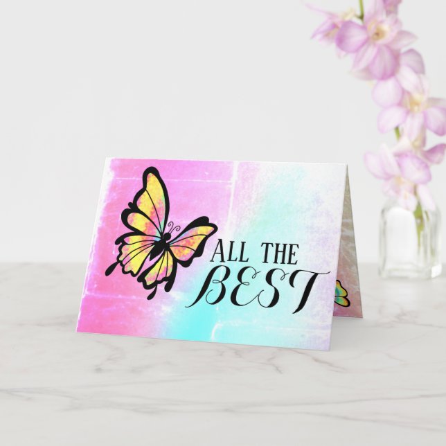 All the Best Pretty Butterfly Luck Happy Wishes Card (Orchid)
