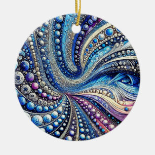 All The Blue And Purple Dots Ceramic Tree Decoration