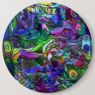All the Colors with Swirls and Lines 6 Cm Round Badge