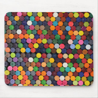 All the colours of crayons, flat ends up mouse mat