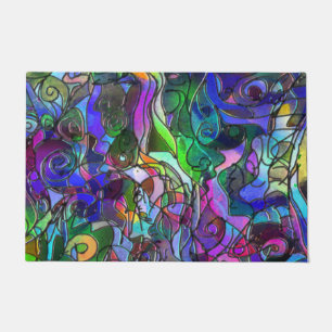 All the Colours with Swirls and Lines Doormat