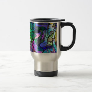 All the Colours with Swirls and Lines Travel Mug