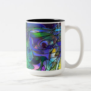 All the Colours with Swirls and Lines Two-Tone Coffee Mug