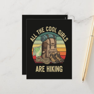 All The Cool Girls Are Hiking Retro Holiday Postcard