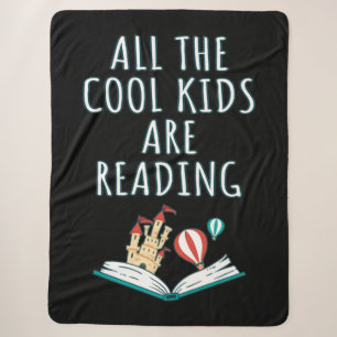 All The Cool Kids Are Reading II Sherpa Blanket