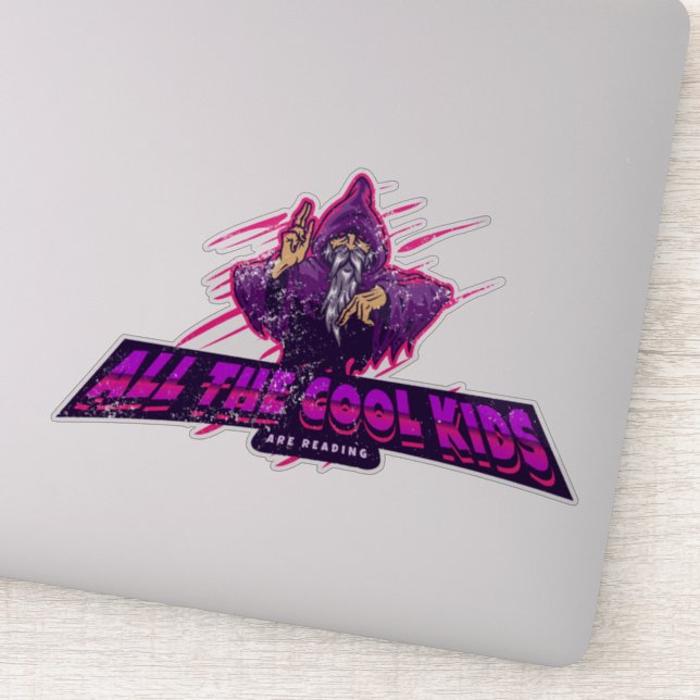 All the cool kids are reading wizard mage sticker (Detail)