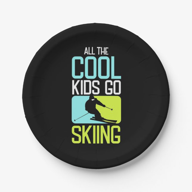 All The Cool Kids Go Skiing Paper Plate (Front)