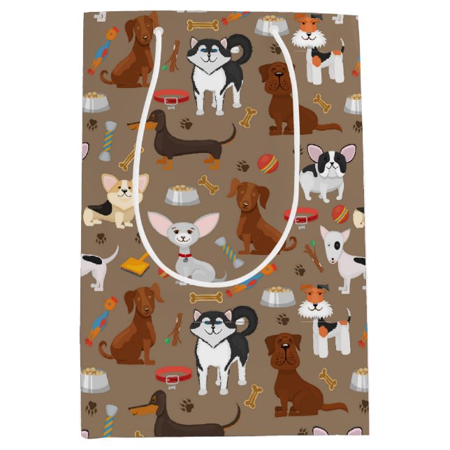 All the Cute Dogs  Medium Gift Bag (Front)