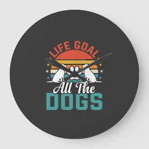 All The Dogs Retro Dog Lover Large Clock