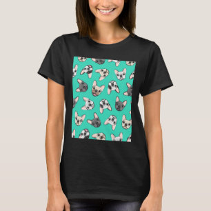 All The Frenchies Teal Cute French Bulldogs Graphi T-Shirt
