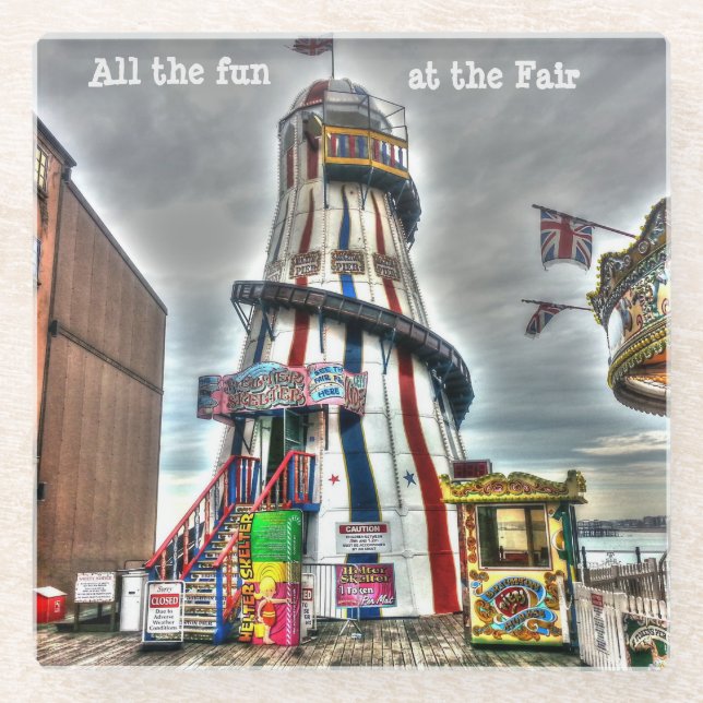 All the Fun of the Fair Helter Skelter Glass Coaster (Front)