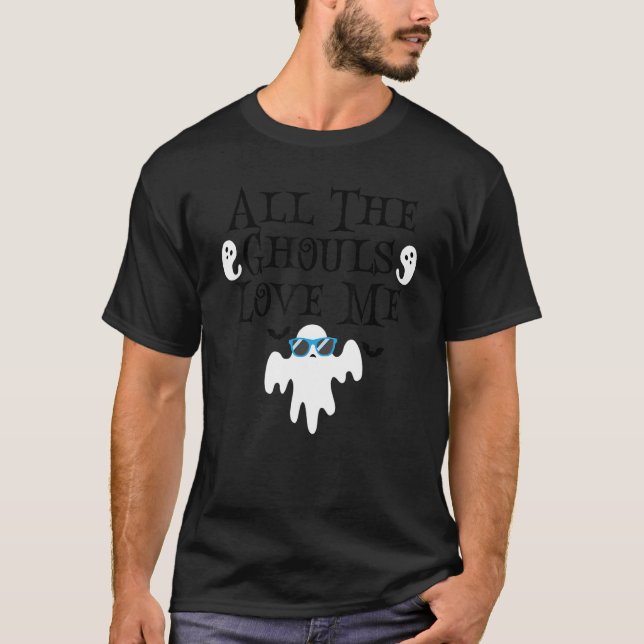 All The Ghouls Love Me  Halloween 2022 Ghost Boys T-Shirt (Front)
