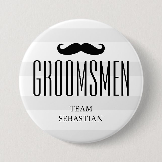All The Groom's Men | Custom Groomsman Moustache 7.5 Cm Round Badge (Front)