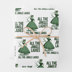 All The Jingle Ladies Christmas Girly Xmas Wrapping Paper Sheet