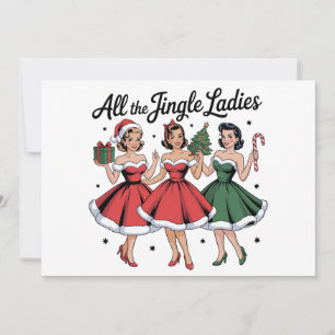 All The Jingle Ladies Christmas Retro Vintage Xmas Invitation