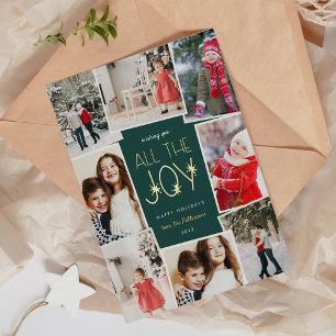 All the Joy   Multi Photo Collage Foil Holiday Card