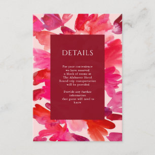 All the Love Watercolor Pink Red Wedding Details E Enclosure Card