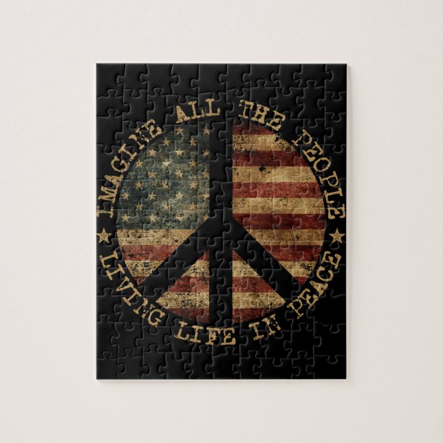 All The People Imagine Living Life In Peace Hippie Jigsaw Puzzle (Vertical)