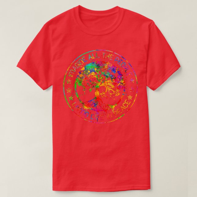All The People Imagine Living Life In Peace Hippie T-Shirt (Design Front)