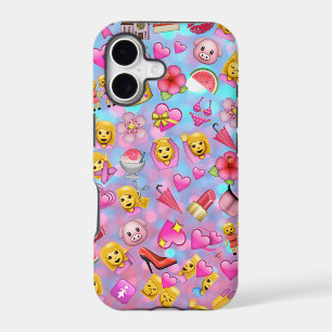 All the Pink Girl Emojis Collage Pattern