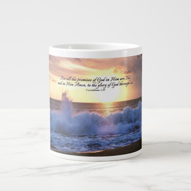 'All The Promises of God' Ocean Large Coffee Mug (Front)