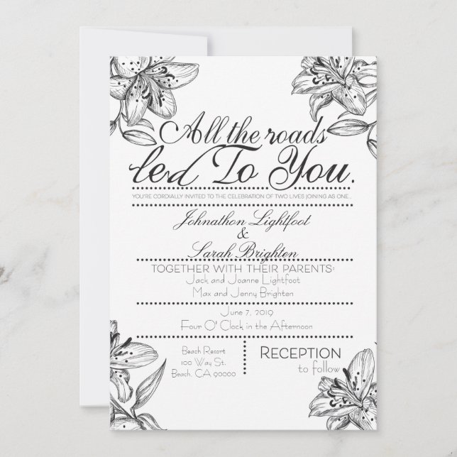 All the Roads Led to You Wedding Invite (Front)
