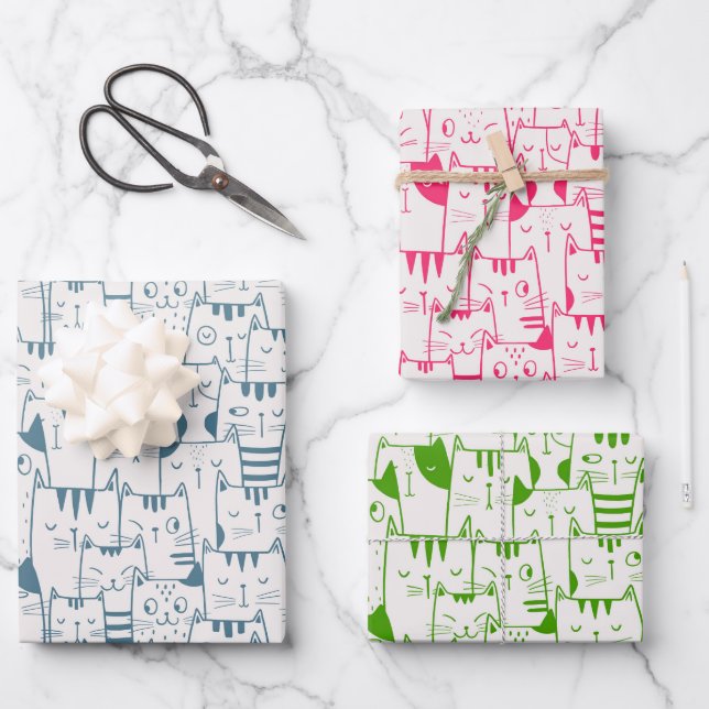 All the Silly Cats Wrapping Paper Sheet (Front)