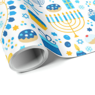 All The Symbols Of Hanukkah Wrapping Paper