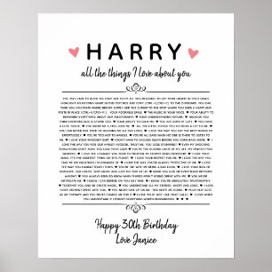 all the things I love about you anniversary birth Poster