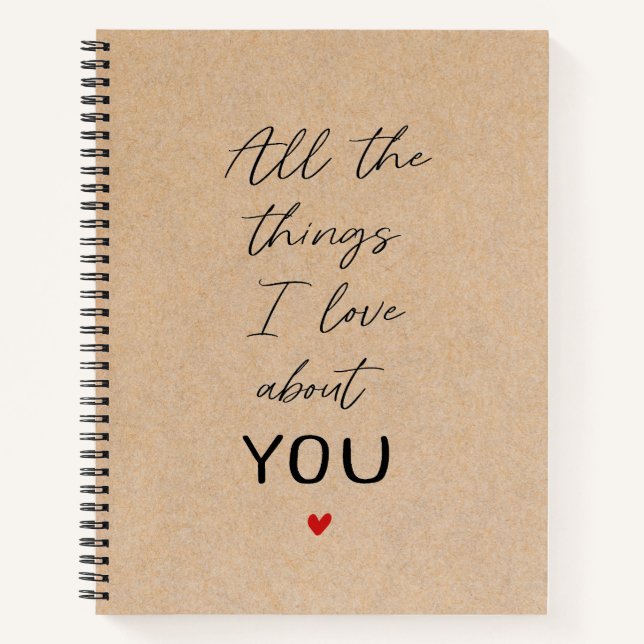 All the Things I Love About You Boyfriend Gift Notebook (Front)