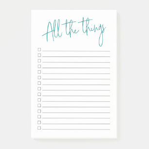 All The Things Teal with Checkboxes and Lines Post-it Notes
