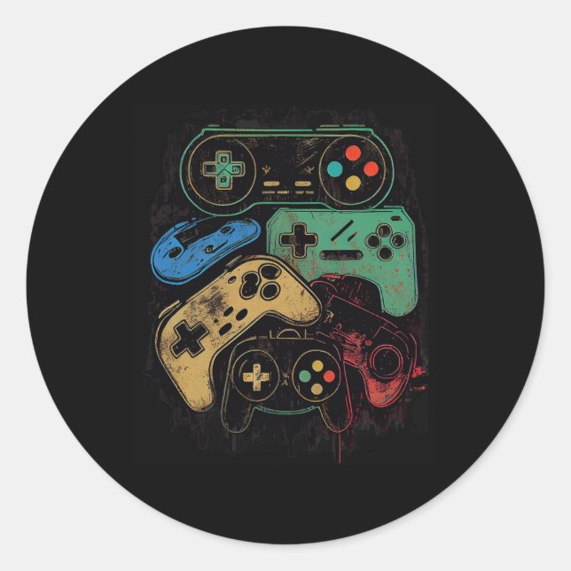 All The Things Video Game Controller Gamer Graphic Classic Round Sticker (Front)