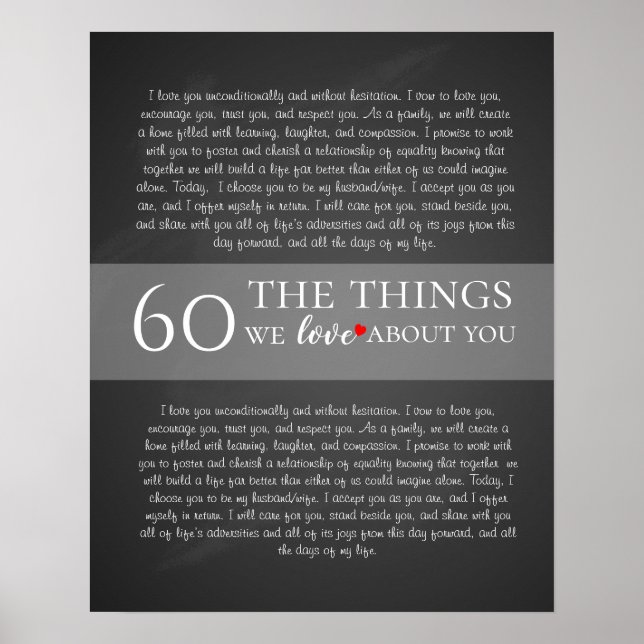 all the things we love about you 60th birthday poster (Front)