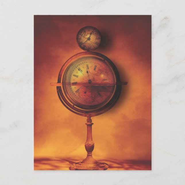 All the Time in the World Steampunk Clock Globe Postcard (Front)