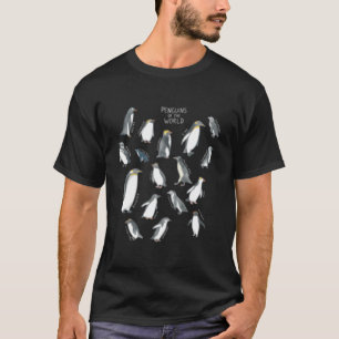 All The Types Of Penguins Of The World Watercolor T-Shirt